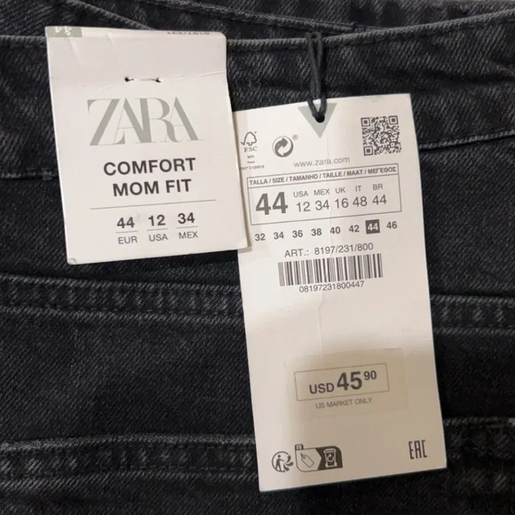 Zara Comfort Fit Mom Jeans - Black - Picture 6 of 7